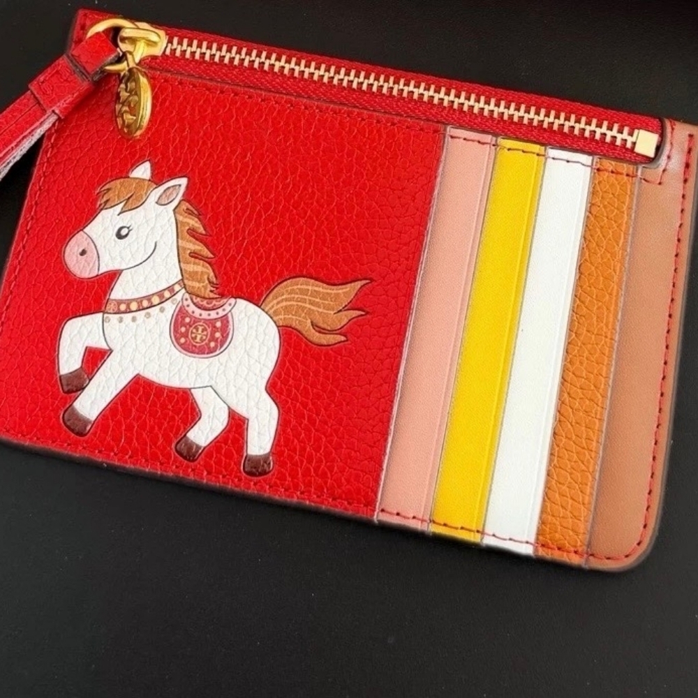 Tory Burch limited Edition Year of Horse Red Multicolor Card Holder With Box - Picture 3 of 4